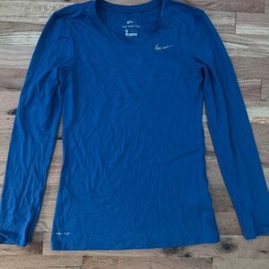 Blue Nike Dri-fit long sleeve tee